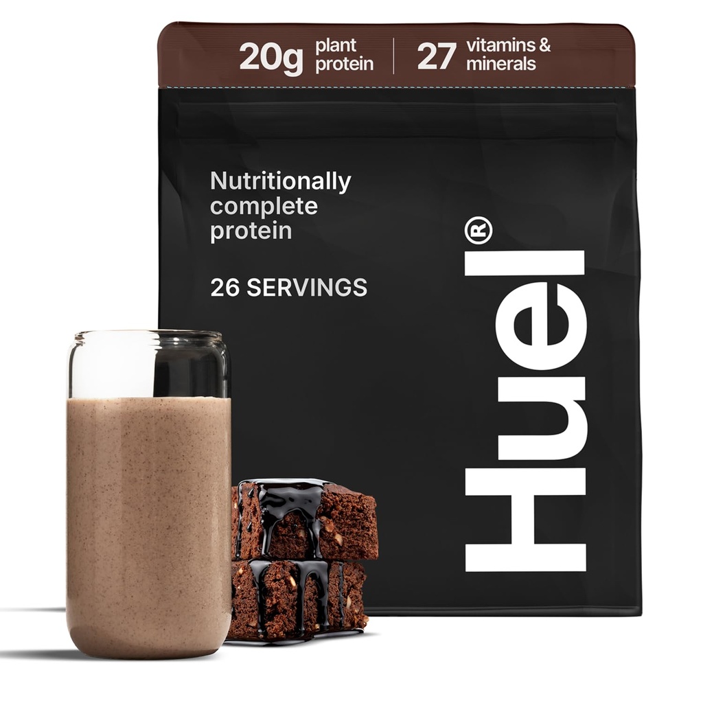 Huel Vegan Protein Powder 124; Chocolate Fudge Brownie OF 124; Complete Nutrition Officiation 124; 20g Protein Powder Official 124; 100% Plant- Based Official 124; 27 Vitamíny & Minerály, Gluten Free, Non- GMO, Lactosa Free Official 124; 26 Služeb
