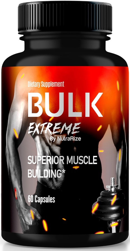 Bulk Extrémní Superior Muscle Building Advanced Formule, Bulk Extrémní pro Lean Muscle Mass pro muže, Všechny přírodní Muscle Builder, Mužské pilulky pro fyzickou výkonnost, Recenze (60 Kapsle)