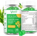 2 Pack Organic Irish Moss Gummies with Black Seed Oil, Chlorofyl - štítné žlázy, mood, Energie & Imunitation Support - Ženy & Muži, Dospělí & Kid - 120 Veganské gumy