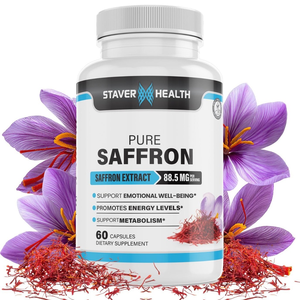 Čisté Saffron Extract Kapsle, 88.5 mg, 60 Veggie Kapsle pro Mood Enhancement, a podpora energie