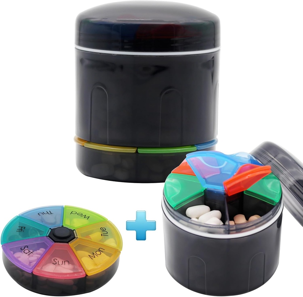Extra velký přenosný pouzdro na pilulky s dvojitou vrstvou 7 Komory Medicine Box Monthly Pill Organizátor (Velká láhev)