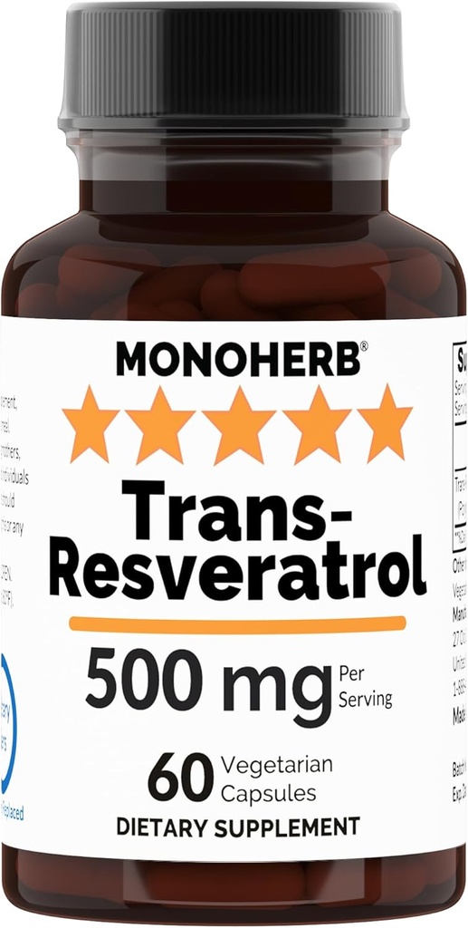 Trans Resveratrol 500 mg - 60 Veg Kapsle 124; 250 mg na kapslí - Serving Size 2 Kapsle: 500 mg - 30 Servings