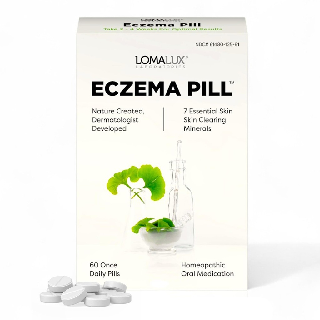 Loma Lux Eczema pilulky - Přírodní Eczém Léčba Relief Remedy - Dermatolog Vyvinutý - 7 Minerály Clear & Prevent Těžké Eczema Scaling, Vyrážka, Anti Itch kůže tělo tvář pro dospělé, děti, Toddlers
