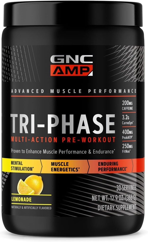 GNC AMP Tri- fáze Multi- Action Pre- Workout - Lemonáda (30 Služeb)
