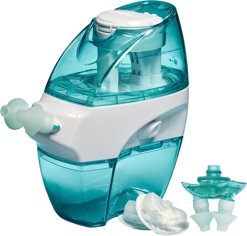 Navage Multi- User Bundle - Navage zavlažovací systém - Saline Nasal Rinse Kit s 1 vyčistič nosu, 30 Salt Pods, a Extra Nasal Dock a pár nosní polštáře