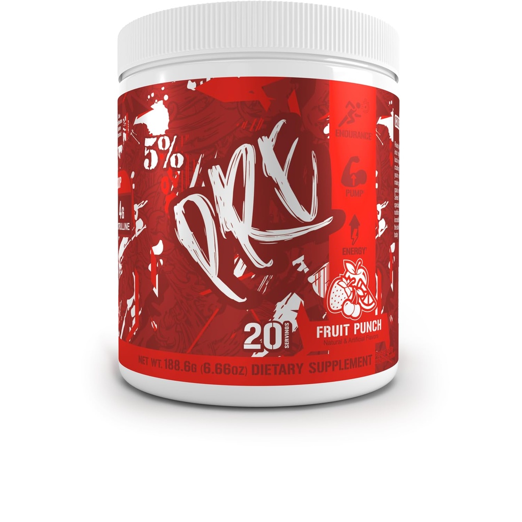 5% Nutriční kód Red Series Pre Workout Powder for men & Women IR 124; Energy, Pump, Power, Protein Syntéza & Focus IR 124; 300mg Caffeine, L- Citruline, Glycerol, Taurin, Alpha GPC, Huperzin (ovocný punč)