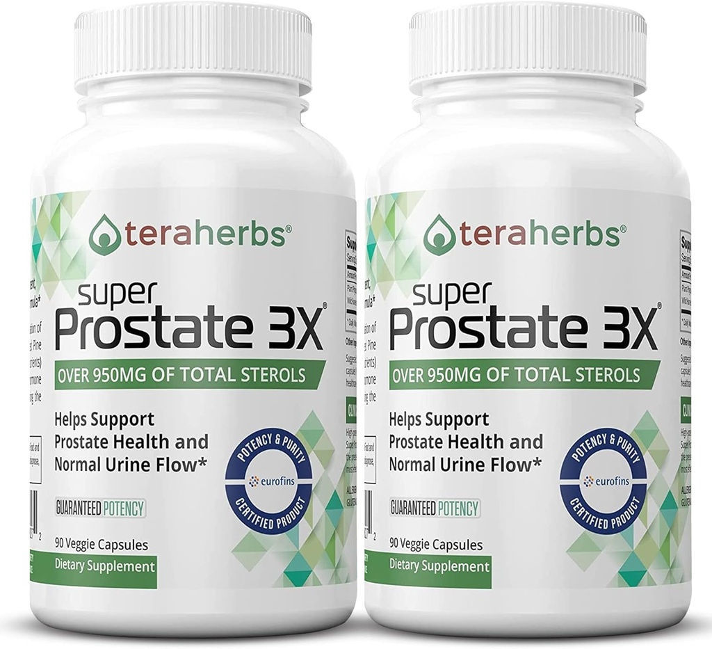 Tera Byliny Super Prostate 3X - Kontrola močového měchýře, Hormon Balance & Podpora pro zvětšení prostaty a časté močení - Prostata doplňky pro muže w / Beta Sitosterol není Saw Palmetto (2 Pack)