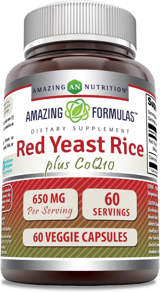 Amazing Appendias Red Yeast Rice 600 Mg Plus Coq10 50 Mg CLAS124; Veggie Kapsle Dodatek CLAS124; Non- GMO CLAS124; Gluten Free CLAS124; Made in USA (60 Počet)