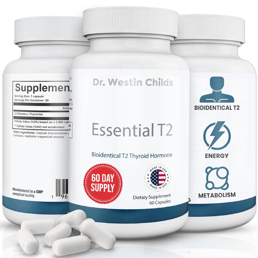 Dr. Westin Childs Essential T2 - T2 tyreoidní podpora dodatek s bio- identický 3,5 Dijod- l- tyronin pro hypotyreózu, Hashimoto je, Thyroidektomie & Rai, Non GMO, 60 Day Supply