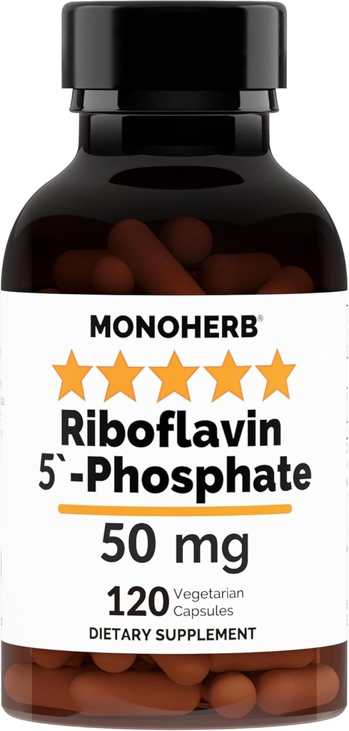MoNOHERB Riboflavin 5 '- Fosfát 50 mg - 120 Vegetariánských kapslí - Bioaktivní vitamin B2