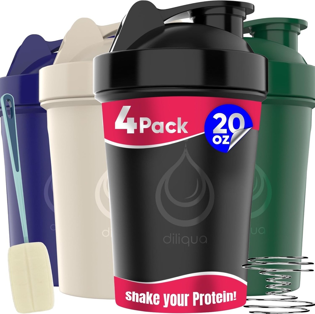 4 PACK, 20 oz Shaker Lahvičky s drátěnou whisky pro proteinové směsi 124; Neprůchodné Mixer Shaker Lahvička Pack 124; BPA-Free & Myčka nádobí Bezpečné 124; Shaker Lahvička 124; Shaker Cups pro třepání Lahvička Pack