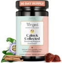 Winged Wellness Calm & Collected, Stress Relief Gummies - Nábytek podpory stresu s KSM- 66 Ashwagandha, L-Theanine, GABA & Passionflower - Vegan & gluten- Free Gummy - Malina, 42 Počet