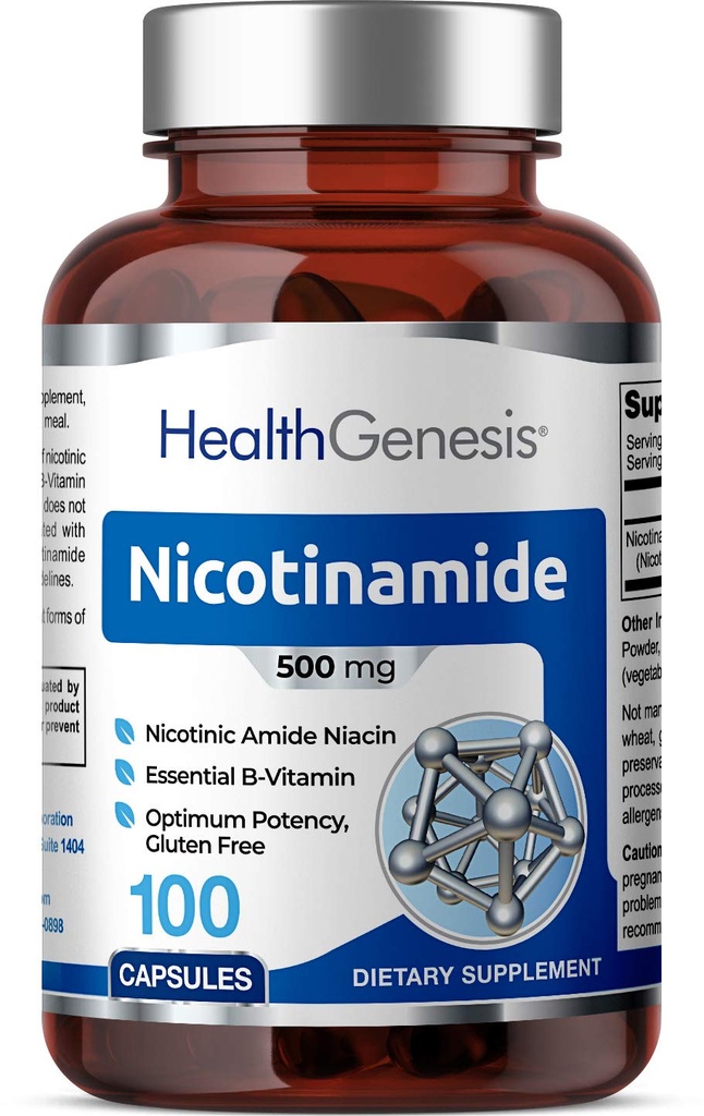 B-3 Nikotinamid 500 mg 100 kaps - Nikotinový amid Niacin přírodní flush- bez vitaminové receptury - podporuje zdraví kožních buněk