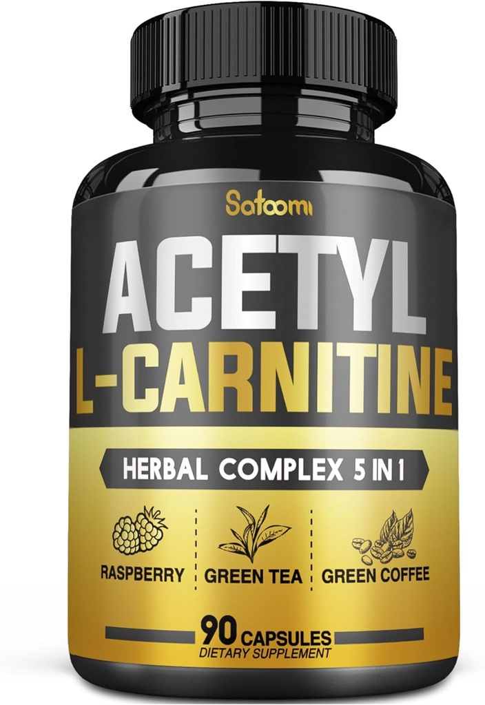 5in1 Acetyl L- karnitin Complex Capsules - 2600mg Daily - Body, Brain & Imunitary Health Support - Kombinovaná alfa kyselina lipoová, zelený čaj, Green Coffee Bean & Raspberry Ketones - 90 Počítá se na 3 měsíce