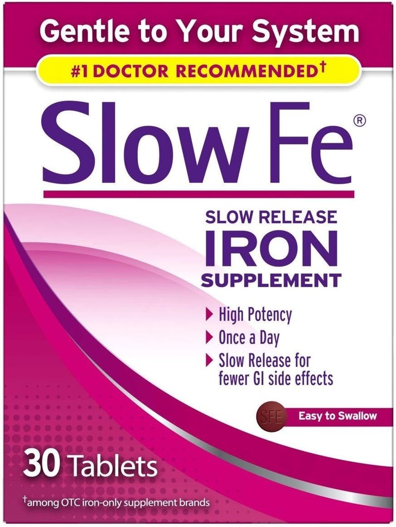 Pomalé Fe Slow Release Iron Supplement - 30 Tablet, balení po 4