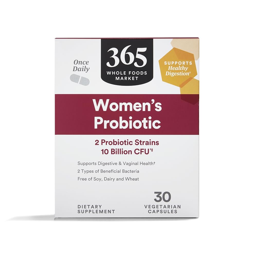 365 by Whole Foods Market, Women 's Once Daily Probiotic (Vegetarian and Free of Soy, Dairy, and Wheat), 10 Milionů CFU, 30 Počet