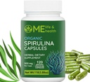 ME LIFE & ZDRAVOTNÍ Spirulina Kapsle, 100% organická spirulina prášek (120 ct) 500mg Bohaté na protein, vitamind A, B12 Antioxidanty & Vitaminy, Vegan, přírodní a čistá spirulina Non- GMO & gluten zdarma