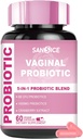 Vaginální doplněk probiotika pro ženy, 70 mg Ženské V- Probiotické směsi (6B CFU), Lactobacillus s Prebiotic & Cranberry Extract pro Vaginální zápach, pH Balance, Organic Prebiotic dodatek (60 Kapsle)
