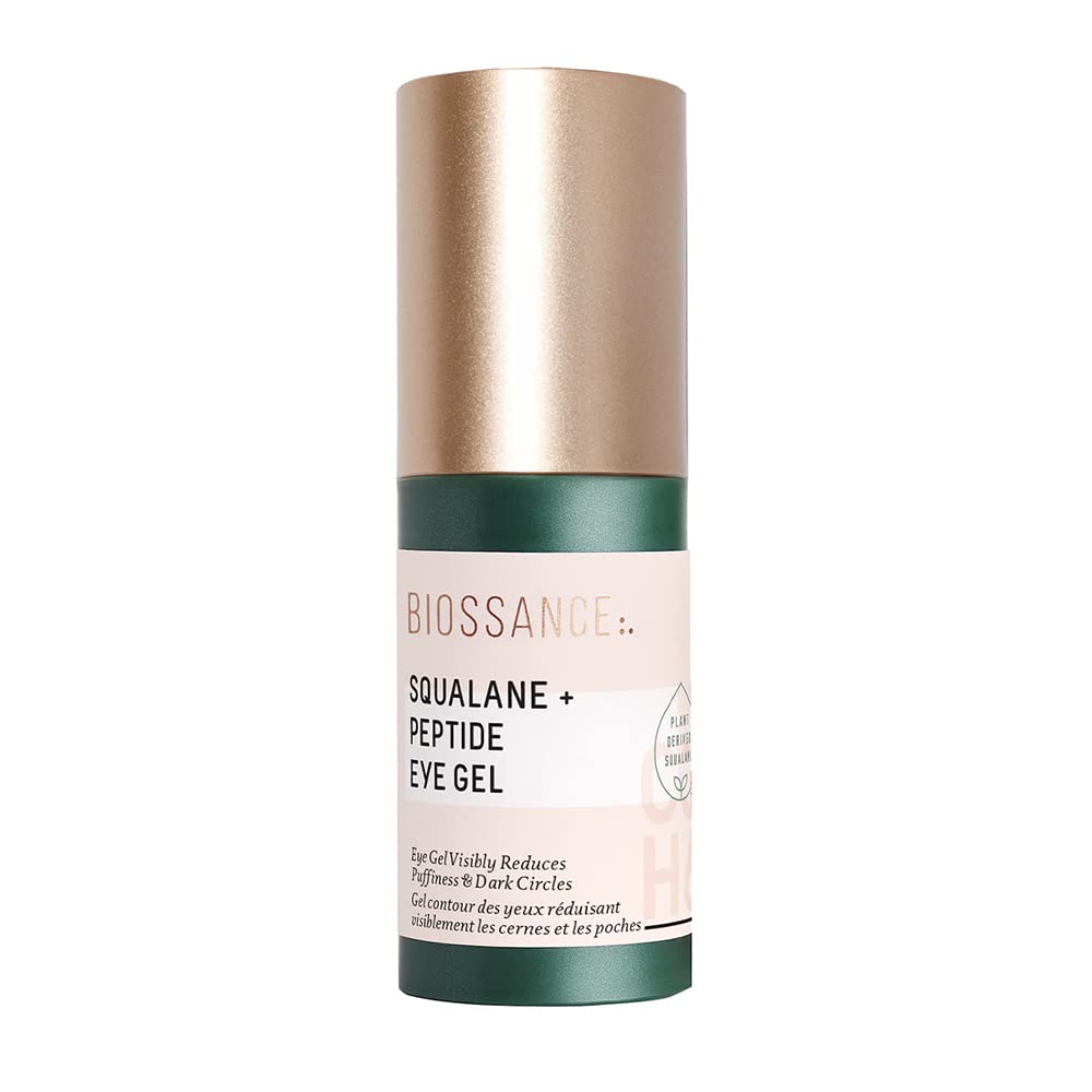 Biossance Squalane + Peptide Eye Gel - Ultra- Hydratační pod oční krém - Snížení Pufness & Dark Circles - Oční vrásky Opravy Moisturizer- Anti Aging & Hydrating, Day & Night Cream - 0.5oz