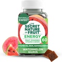 The Secret Nature of Fruit Energy Chews, Real Fruit Powered Vitamin Chews with Vitamin B12, Iron, Ashwagandha, Watermeloun & Guava for Long Lasting Energy (60 Count), Pink