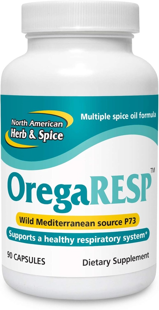 Severní Amerika Herb & Spice OregaResp - 90 Veggie Kapsle - Imunitní a respirační zdraví - Cumin, Sage, Oregano Oil - Bezpečné pro děti a zvířata, Non- GMO - 90 Celkem Služební cesty