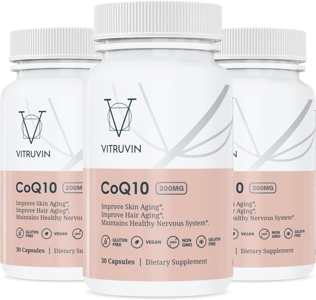 Vitruvin Ubiquinol COQ10 - Koenzym Q10 Ultraabsorbovatelné, co q 10 Antioxidant dodatek pro cévní a srdeční zdraví, zdravá kůže a vlasy, zdravé stárnutí