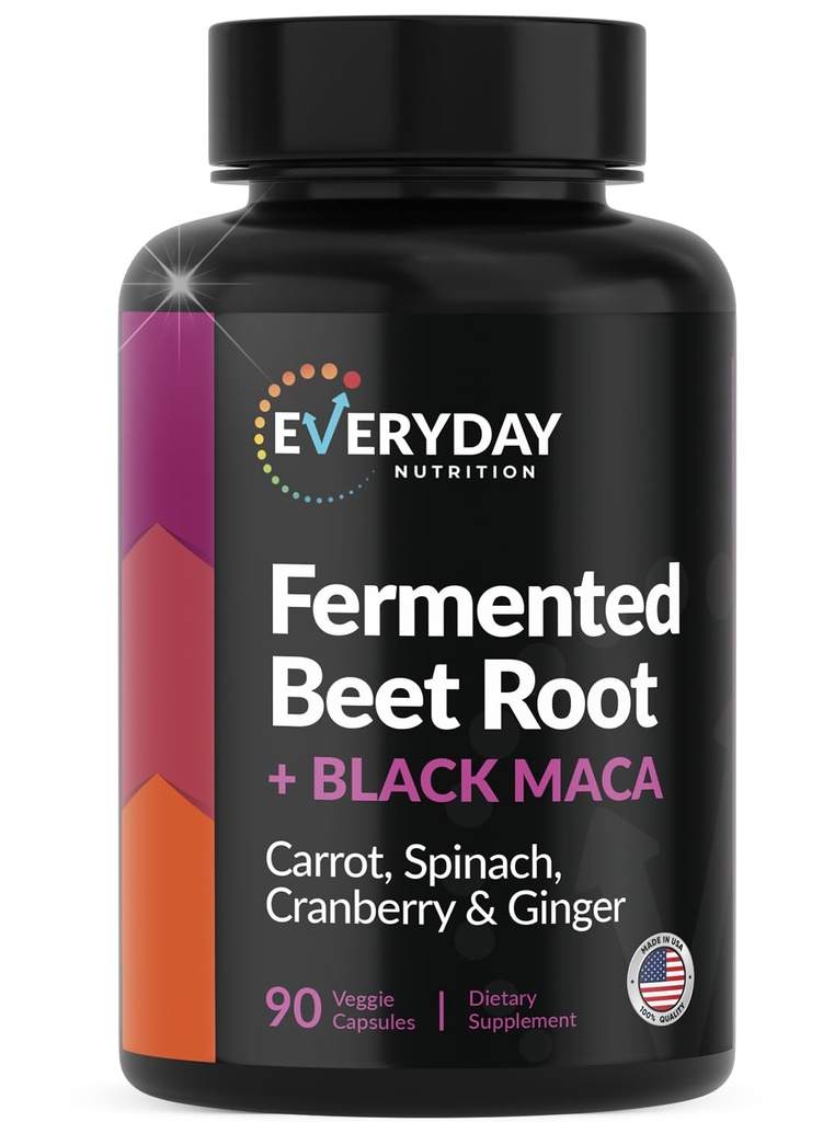 Organic Fermented Beet Root, Black Maca, Mrkev, Špenát, brusinky, zázvor 124; Zvýšené celkové zdraví žen a mužů 124; Vyrobeno v USA 124; 90 Veggie Kapsle