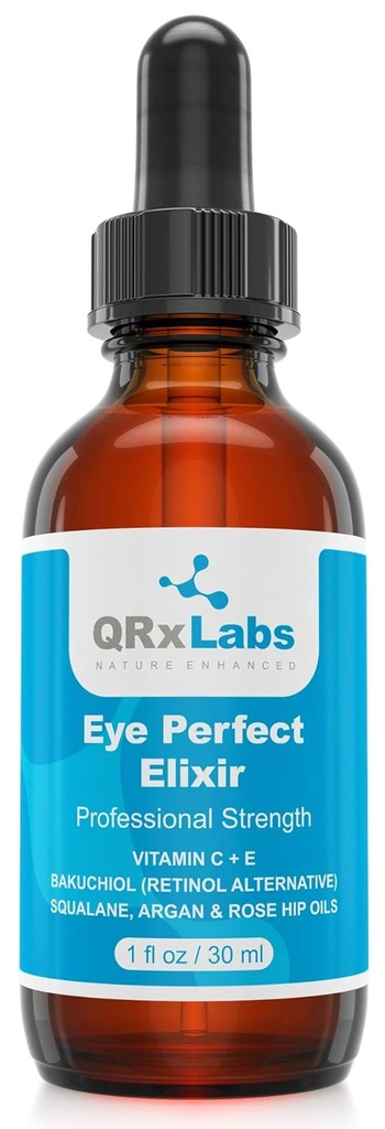 Eye Perfect Elixir - S Bakuchiol (Retinol Alternative), Čisté Argan a Rosehip Oleje, Squalane, Vitamin C & E - Nejlepší antiaging léčebné sérum pro tašky, Puffinity, vrásky, Vraní nohy