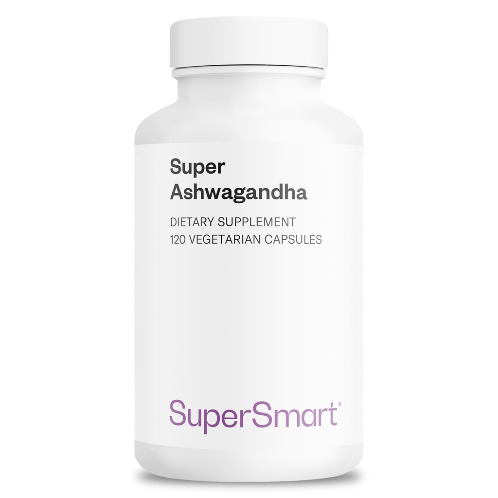 SuperSmart Super Ashwagandha 600mg za den (patentovaný) - KSM- 66 Ashwagandha - vysoká potence 5% Witanolides current124; Non- GMO & gluten Free - 120 Vegetariánské kapsle