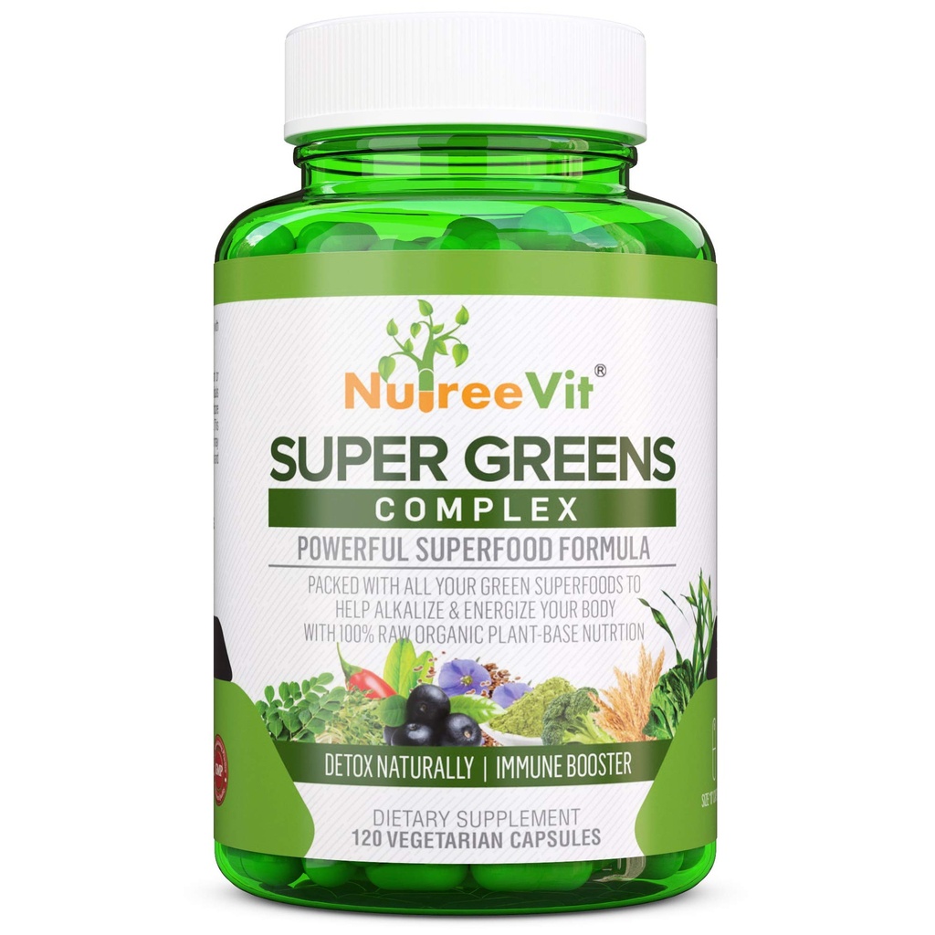 SuperGreens - Spirulina, Chlorella, Wheatgrass + More - Nutrient- Balené zelené směsi