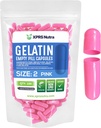 XPRS Nutra Velikost 2 Prázdné kapsle - 100 Počet prázdných želatina Kapsle - Prášky DIY Kapsle Náplň - Čisté Bovine Pill Gel Caps pro Do- It- Vaše vlastní doplňky (růžové)