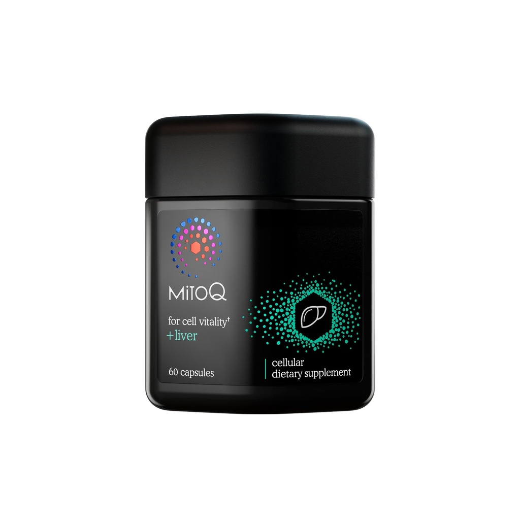 MitoQ + Jaterní Premium CoQ10 Antioxidant - Obsahuje Mitoquinol Mesylát, Cholin, Mléčné Thistle, Selen - Podporuje metabolismus, zdraví jater, Přirozená detoxifikace těla a buněčné vitality (60 Kapsle)