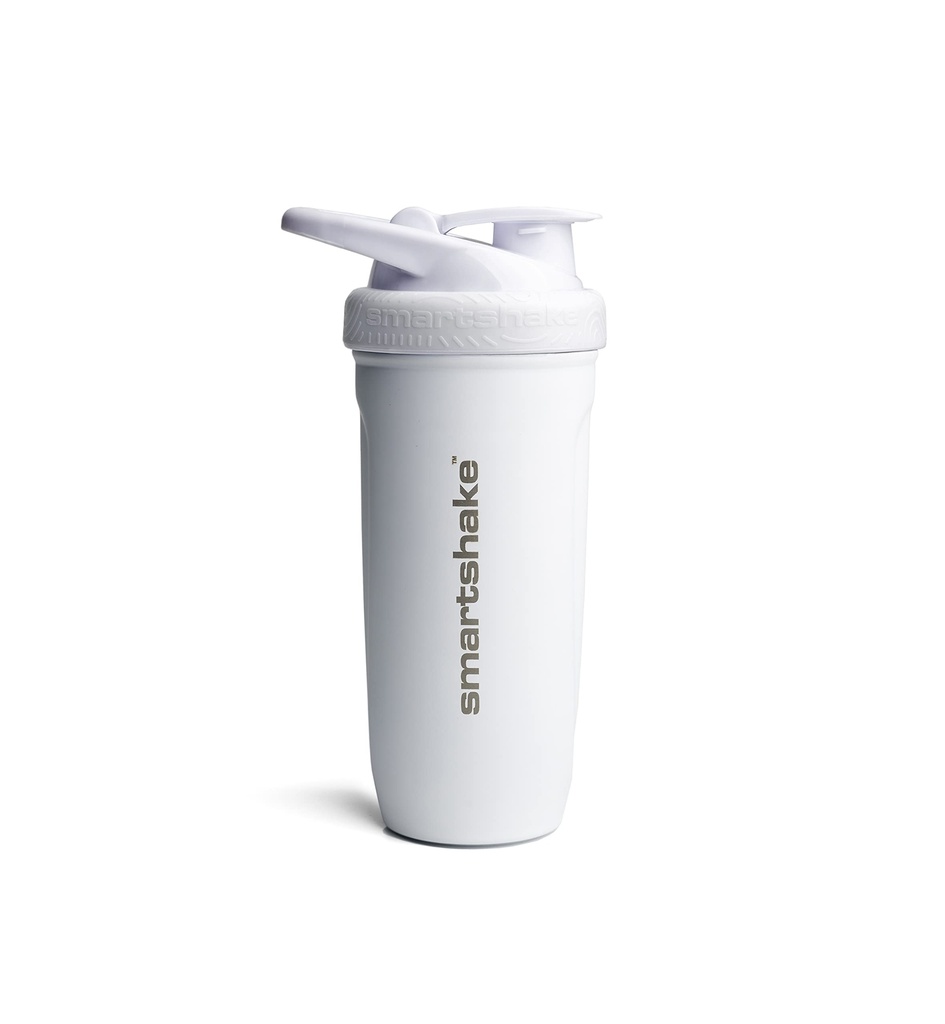 Smartshake Reforce Stainless Steel Shaker Lahvička - Neizolovaný Unisex Gym Lahvička 124; Metal Shaker Lahvičky - 900 ml LAHVIČKA 124; 30 oz - Leakproof Screw-On Lid - DEHP & BPA zdarma (bílá)