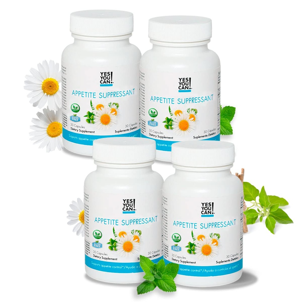 Ano, můžeš! Podpora appetit pro řízení tělesné hmotnosti - Zdravý vztah s potravinami - Zahrnuje přírodní složky: 5-HTP, Lemon Balm, Heřmánek Extract - 30 Kapsle, 4 Pack