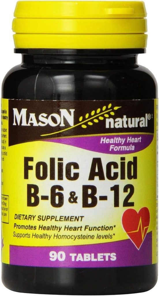 Mason Natural Folic Acid, B-6 & B-12 Tablet 90 ea (Balení po 2)