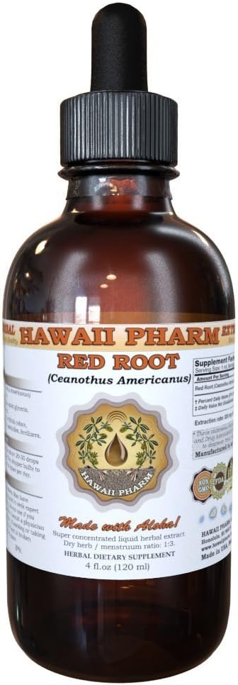 Red Root Liquid Extract, Red Root (Ceanothus Americanus) tinktura, Bylinný dodatek, Hawaii Pharm, Made in USA, 2 fl.oz