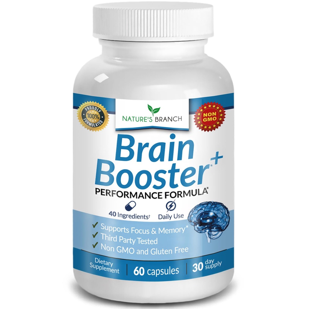 40- in-1 Brain Booster dodatek pro zaměření, paměť, jasnost, energie 124; Advanced Vitamíny Plus eBook 124; pro muže a ženy, kognitivní funkce nootropní podpora s DMAE, mysl zdravotní vzorec 124; 60 Kapsle