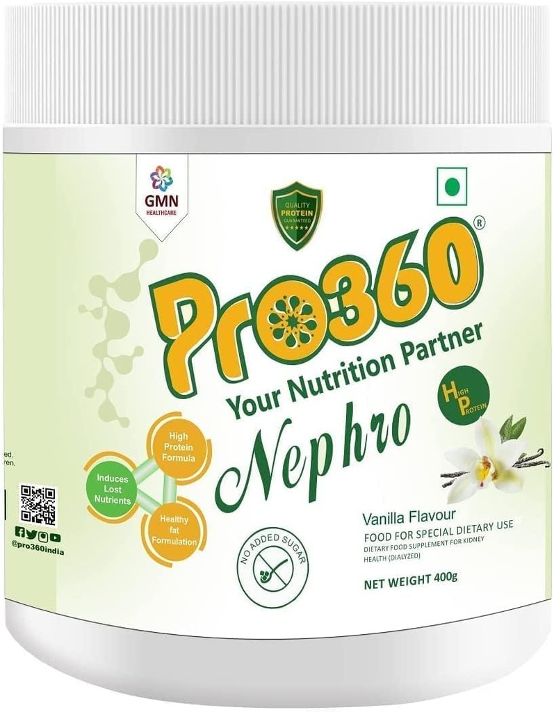 Nephro HP - Diallysis Care Nutritional Protein Drink (Vanilla Flavour) No Add Cukr, Zvláštní dietní dodatek pro ledviny / renální zdraví, 400 Gm