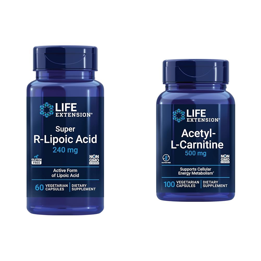 Life Extension Super R- Lipoic Acid 240mg a Acetyl- L- Carnitin 100 Kapsle - Buněčná energie a zdraví mozku