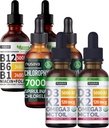 NUSAVA Jahodové ochucené D3 K2, chlorofyl, a vitamín B12 tekuté kapky Bundle - Potentní tekuté vitamíny pro srdce, energie, mozek a imunitní podpora - Non- GMO, gluten- zdarma, 2pk Každý