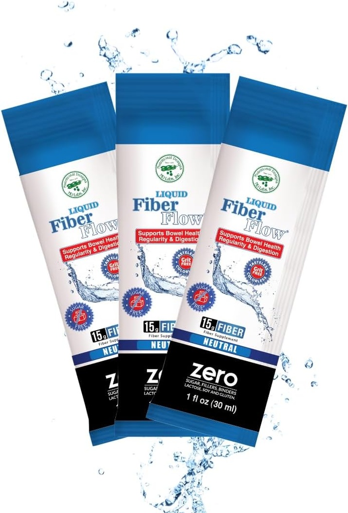 Nutriční Designy tekutý fiber flow sugar- Free Prebiotic Inulin Fiber Dodatek, Všechny přírodní Bowel Regularity Drink pro zdravé střevní bilance, 100 Packets
