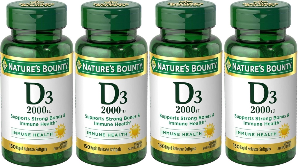 Nature 's Bounty Vitamin D3 2000 IU Softgels 150 ea (Balení po 4)