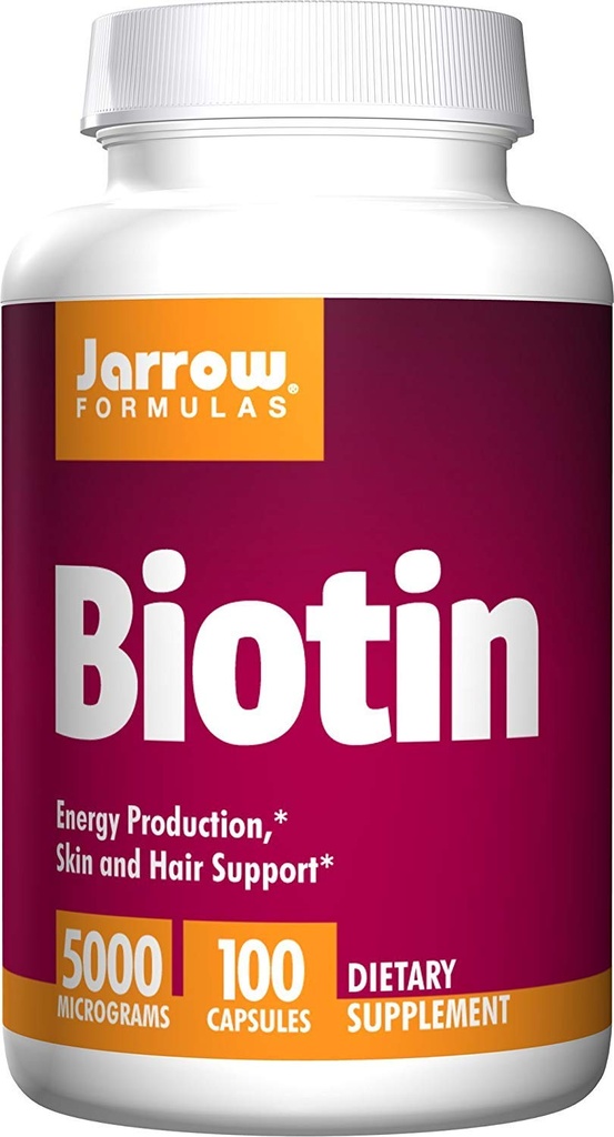 Jarrow Displaas Biotin 5000 mcg - 100 Veggie Caps, Balení 2 - Podporuje růst kůže a vlasů, Lipid Metabolismus & Energy Production (ATP) - 200 Celkem Služeb