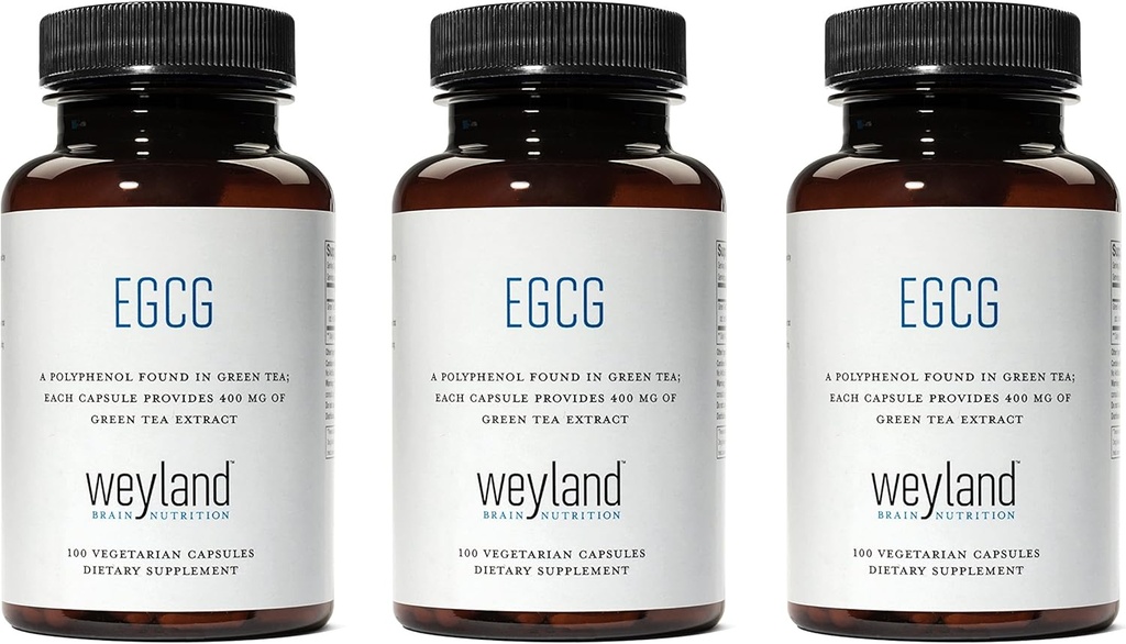EGCG 124; Green Tea Extract 124; 400 mg - Doplněk k antioxidantu 124; Vegan, gluten zdarma 124; 100 Vegetariánských kapslí (balení po 3)