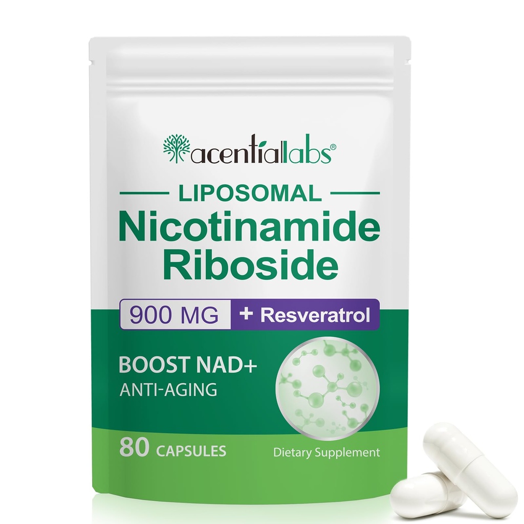 NAD Nikotinamid Riboside Resveratrol 900mg, NAD Support Cellular Health, Anti- Aging, Energie, Focus - 80 Kapsle