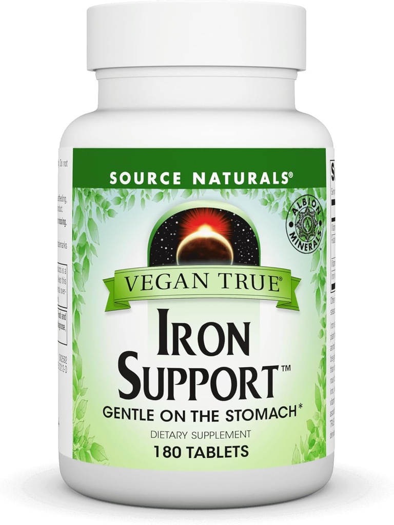 Zdroj Naturals Vegan True Iron Support, Gentle on The Stomach and Chelated for Agreened Absorbtion * - 180 Tablet