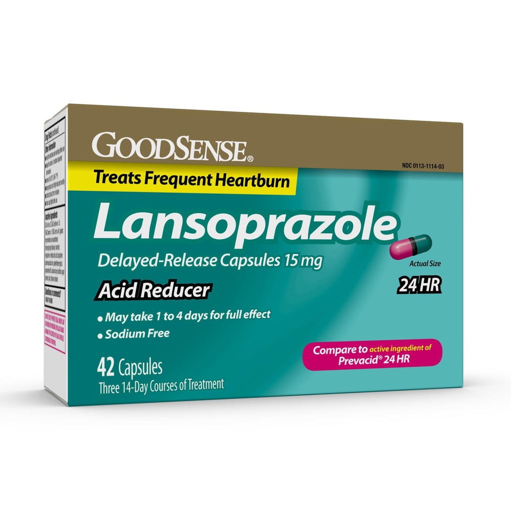 Reduktor kyseliny listové Lansoprazol Zpožděné uvolňování tobolek, 15 mg, 42
