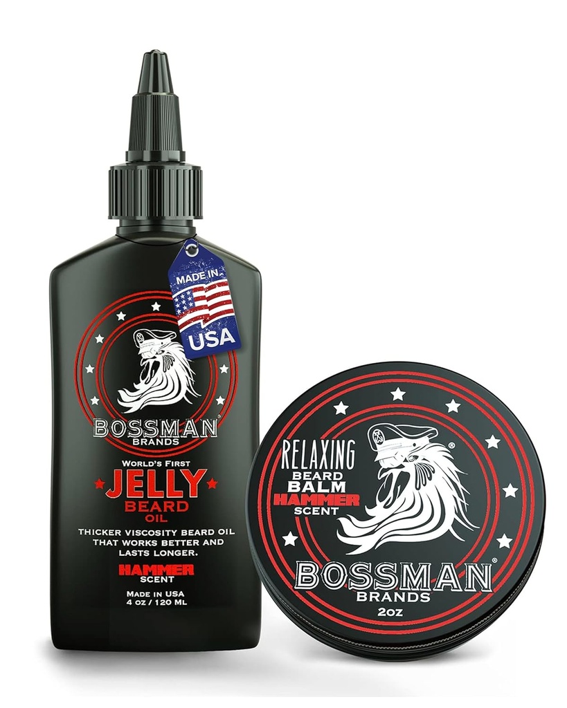 Bossman Beard Oil Jelly a Relaxační Beard Balm Combo - Hammer Scent