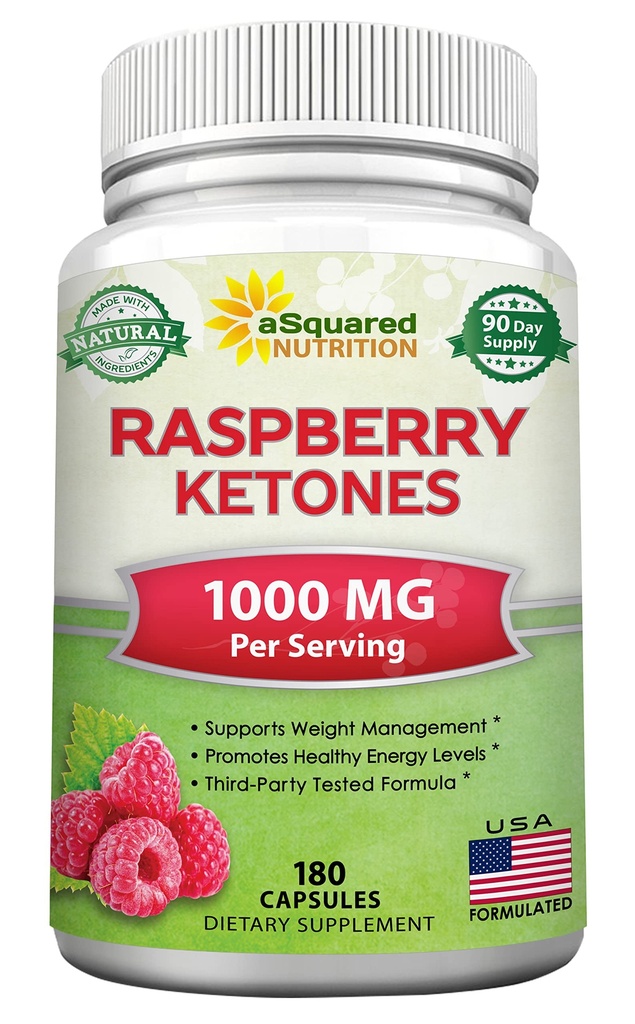 aSquared Nutrition Natural Raspberry Ketony 1000mg-180 Capsules- Weight Loss Dodatek, Max Strength Plus Appetite Conpressant dietní pilulky, Premium Lean Zdraví prášek na zvýšení čisté energie & Metabolismus