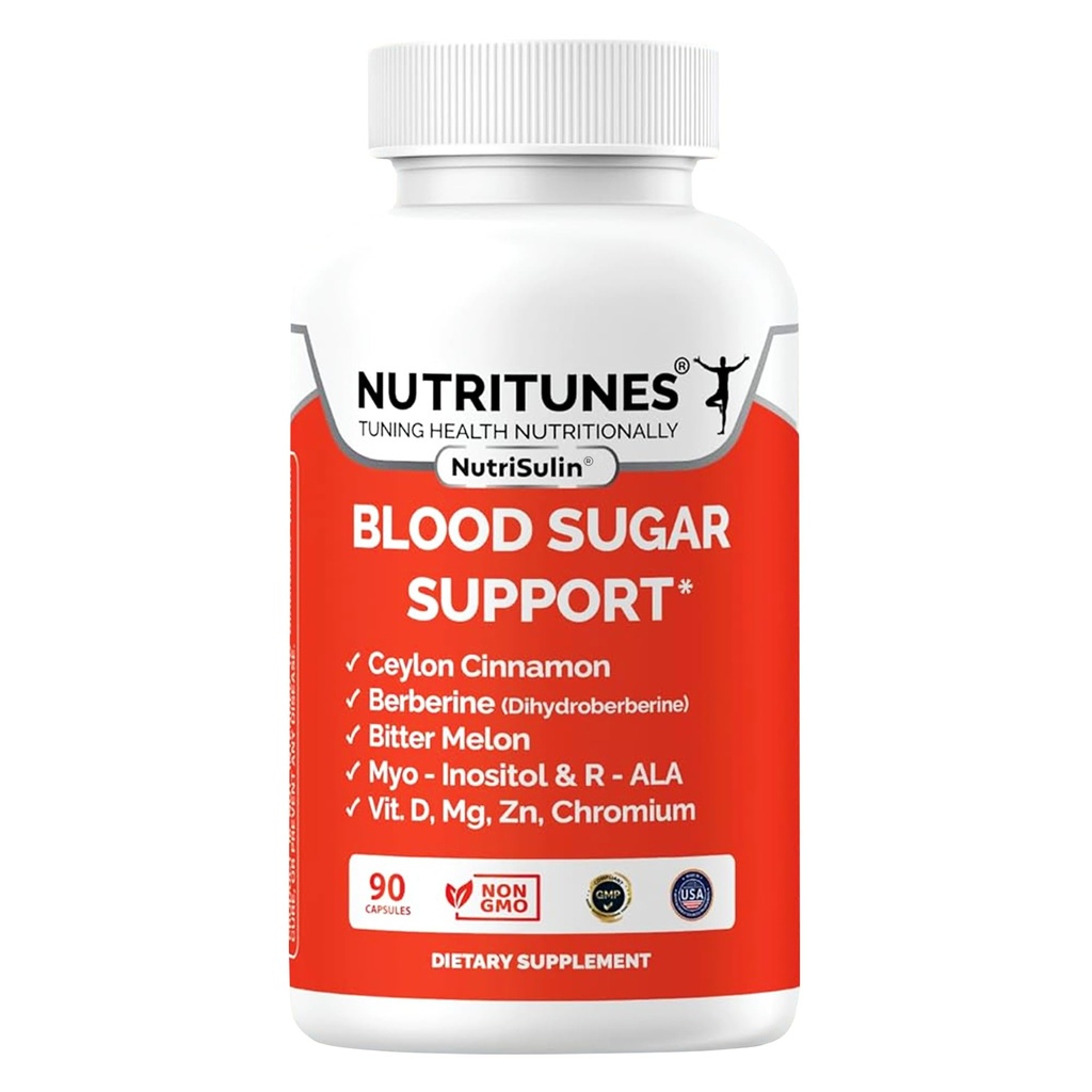 Komplex cukru v krvi s Berberine, Ceylon Skořice, Panax Ginseng & Chrom - Podporuje metabolismus zdravého cukru - 90 NutriSulin Supplement Kapsle